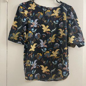 NWT LOFT floral print dark blue top